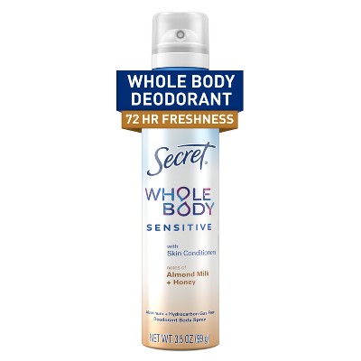 Secret Whole Body Deodorant Spray Almond Honey 3.5oz - New