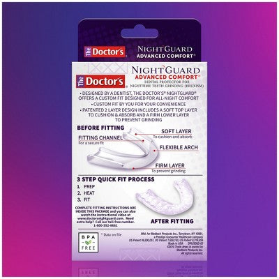 The Doctors Advanced Comfort Night Guard for Nighttime Teeth Grinding 1ct Guard with Storage Case - Imperfect Box
