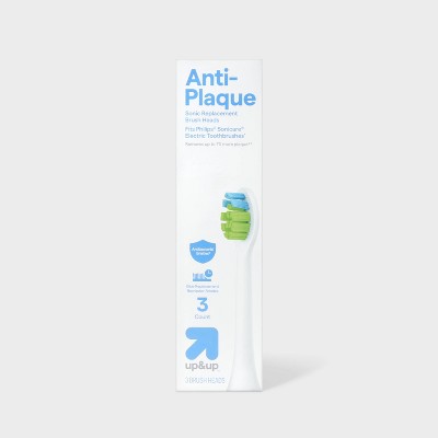 Anti-Plaque Sonic Brush Heads 3ct Up&Up - New