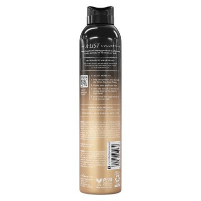 Tresemme A-List Collection Workable Hairspray, Golden Vanilla & Sandalwood Scent 8.5oz - Imperfect Container