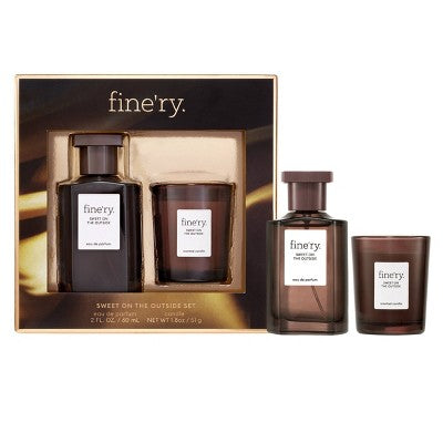 fine'ry. Full Size EDP + Mini Candle Gift Set Sweet on the Outside 2pc - Imperfect Box