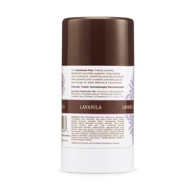 Lavanila Natural Solid Deodorant Vanilla Lavender 2oz - New