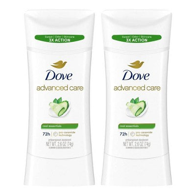 Dove Beauty Advanced Care Cool Essentials 72-Hour Women& Antiperspirant & Deodorant  2.6oz/2pk - New