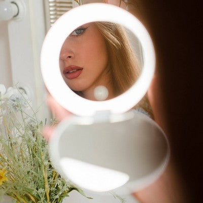 Ilios Lighting Rechargeable LED Compact Makeup Mirror - New