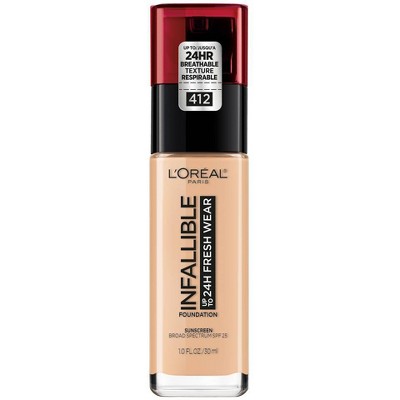 L'Oreal Paris Infallible 32HR Foundation SPF 25 412 Warm Ivory 1 fl oz - Imperfect Container