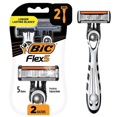 BiC Men & Flex 5 Blades Sensitive Disposable Razors  2ct - New