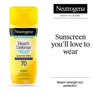 Neutrogena Beach Defense Sunscreen Lotion SPF 70 6.7 fl oz - Imperfect Container
