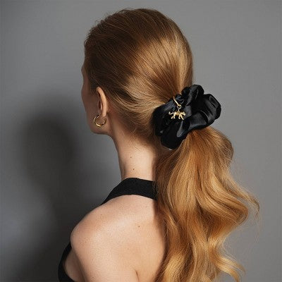 The Hair Edit Charming Ruched Ribbon Satin Scrunchie - Imperfect Box