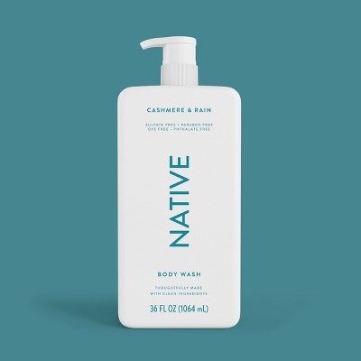 Native Body Wash Cashmere & Rain Sulfate Free with Pump 36 fl oz - New