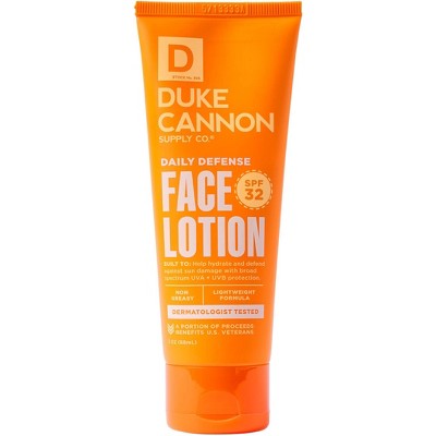 Duke Cannon Daily Defense Face Lotion SPF 32 Lightweight Daily SPF Moisturizer 3 fl oz - Missing Box