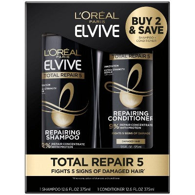 L'Oreal Paris Total Repair 5 Shampoo and Conditioner Set 25.2 fl oz - Imperfect Box
