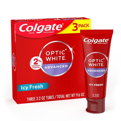 Colgate Optic White Adv Whitening Toothpaste Icy Fresh  3.2oz/3pk - Imperfect Box