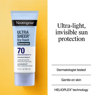 Neutrogena Ultra Sheer Sunscreen SPF 70 2pk/88ml - Imperfect Box