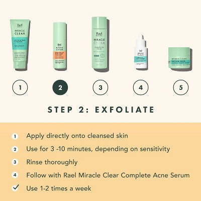 Rael Miracle Clear Brightening Triple Acid Face Exfoliant Gel-Serum 1.7oz - New