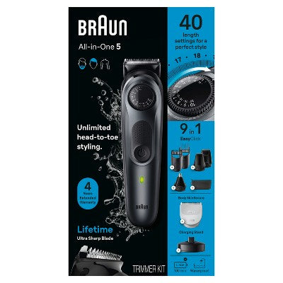 BRAUN ALL-IN-ONE STYLE KIT SERIES 5 AIO5490 RECHARGEABLE 9-IN-1 BODY, BEARD; HAIR TRIMMER - Imperfect Box