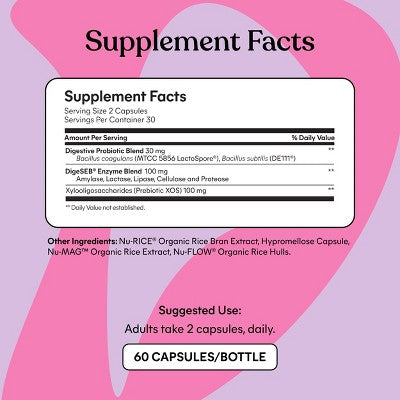Lemme Debloat Daily Digestive Capsules 60ct - New