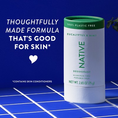 Native Solid Deodorant for Men; Women Eucalyptus; Mint Aluminum; Plastic Free 2.65oz - Imperfect Container