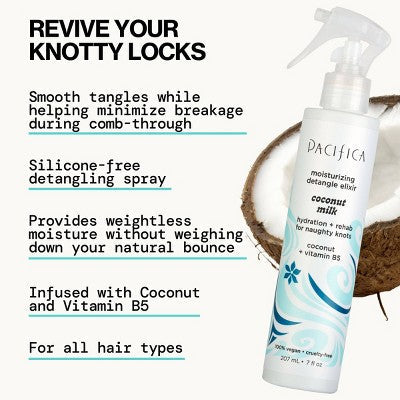 Pacifica Coconut Milk Leave on Detangling and Repair Spray  7 fl oz - New