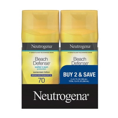 Neutrogena Beach Defense Lotion Twin Pack SPF 70 - New