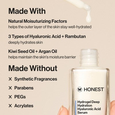 Honest Beauty Hydrogel Deep Hydration Hyaluronic Acid Serum with Rambutan 1 fl oz - Missing Box