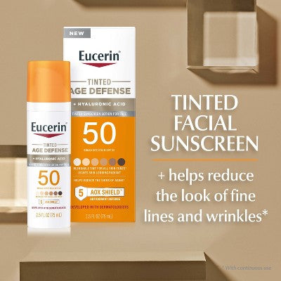 Eucerin Age Defense Face Sunscreen Tinted Lotion SPF 50 2.5 fl oz - Imperfect Box