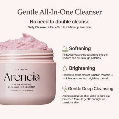 Arencia Rice Mochi Cleanser Fresh Rosehip 4.23oz - New
