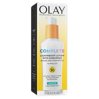 Olay Complete Lotion Moisturizer Sensitive Skin SPF 30 2.5 fl oz - Imperfect Box