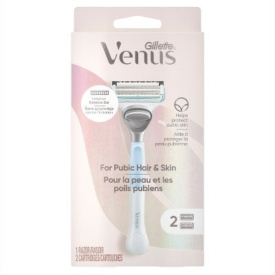 Venus for Pubic Hair & Skin Women's Razor + 2 Razor Blade Refills - New