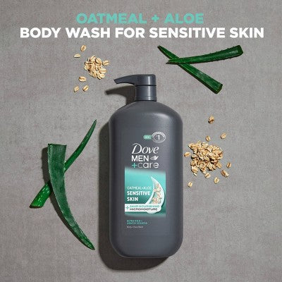 Dove Men Care Sensitive Skin Body & Face Wash Oatmeal & Aloe 30 fl oz - New