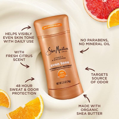 SheaMoisture Even Tone Solid Antiperspirant & Deodorant with Vitamin C & Niacinamide 2.6oz - New