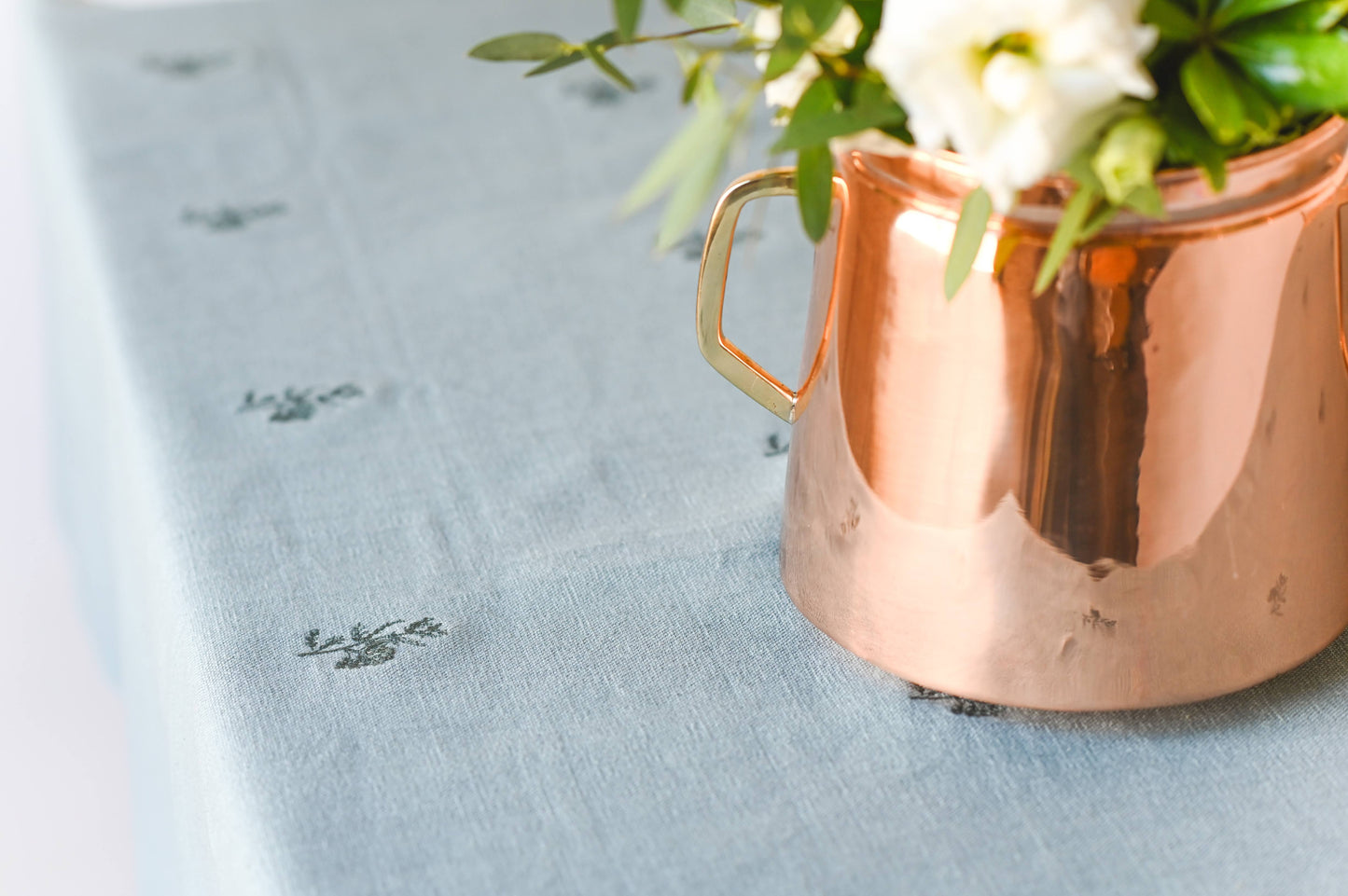 Blue Fleur Embroidered Tablecloth by Galley and Fen