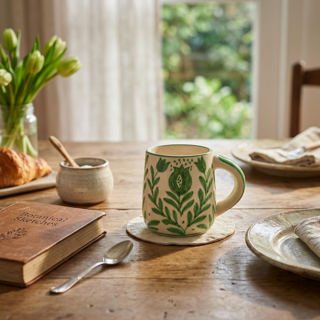 Green Anaar Coffee Mug- , 3.5 X 3 Inches (Set of 2)