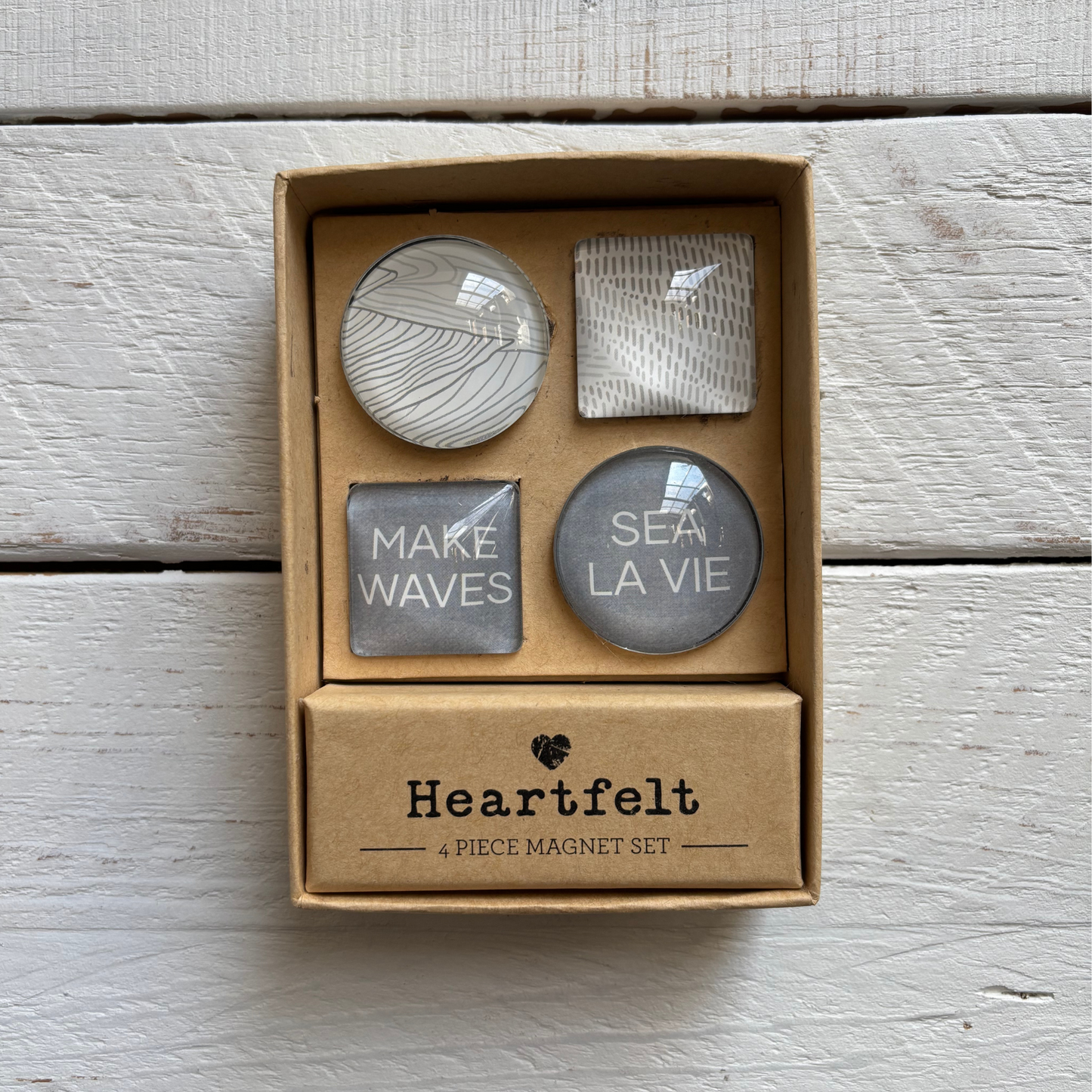 Gift Boxed Magnet Set | Make Waves Glass Magnet Set of 4 | Sea Inspired Art Design