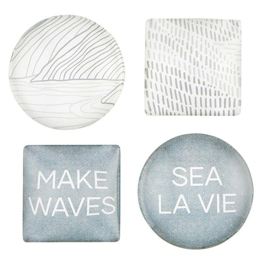 Gift Boxed Magnet Set | Make Waves Glass Magnet Set of 4 | Sea Inspired Art Design