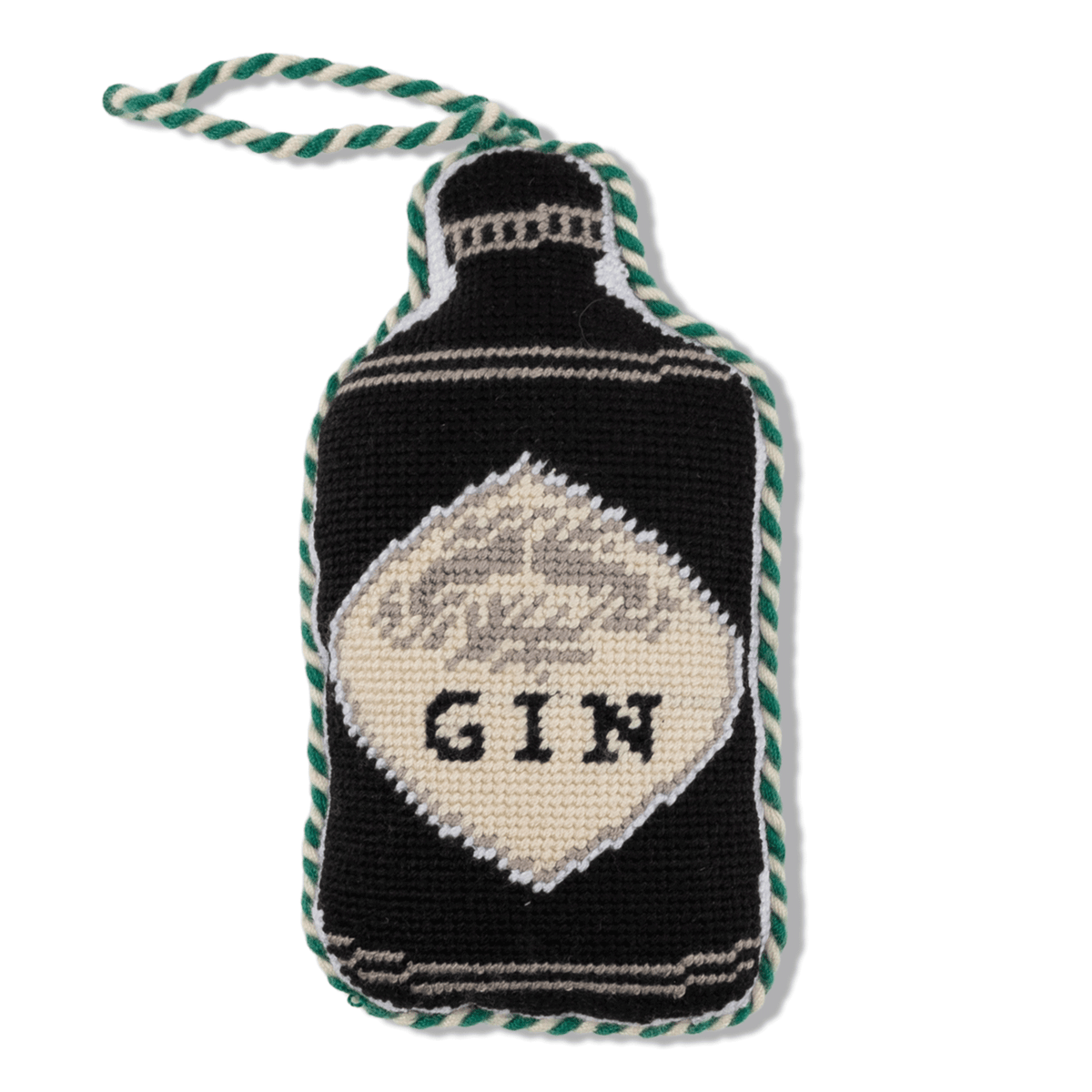 Needlepoint Icon Ornament - Gin Bottle