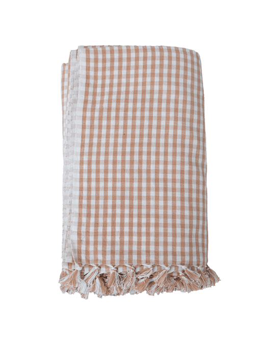 Tan Gingham Tablecloth