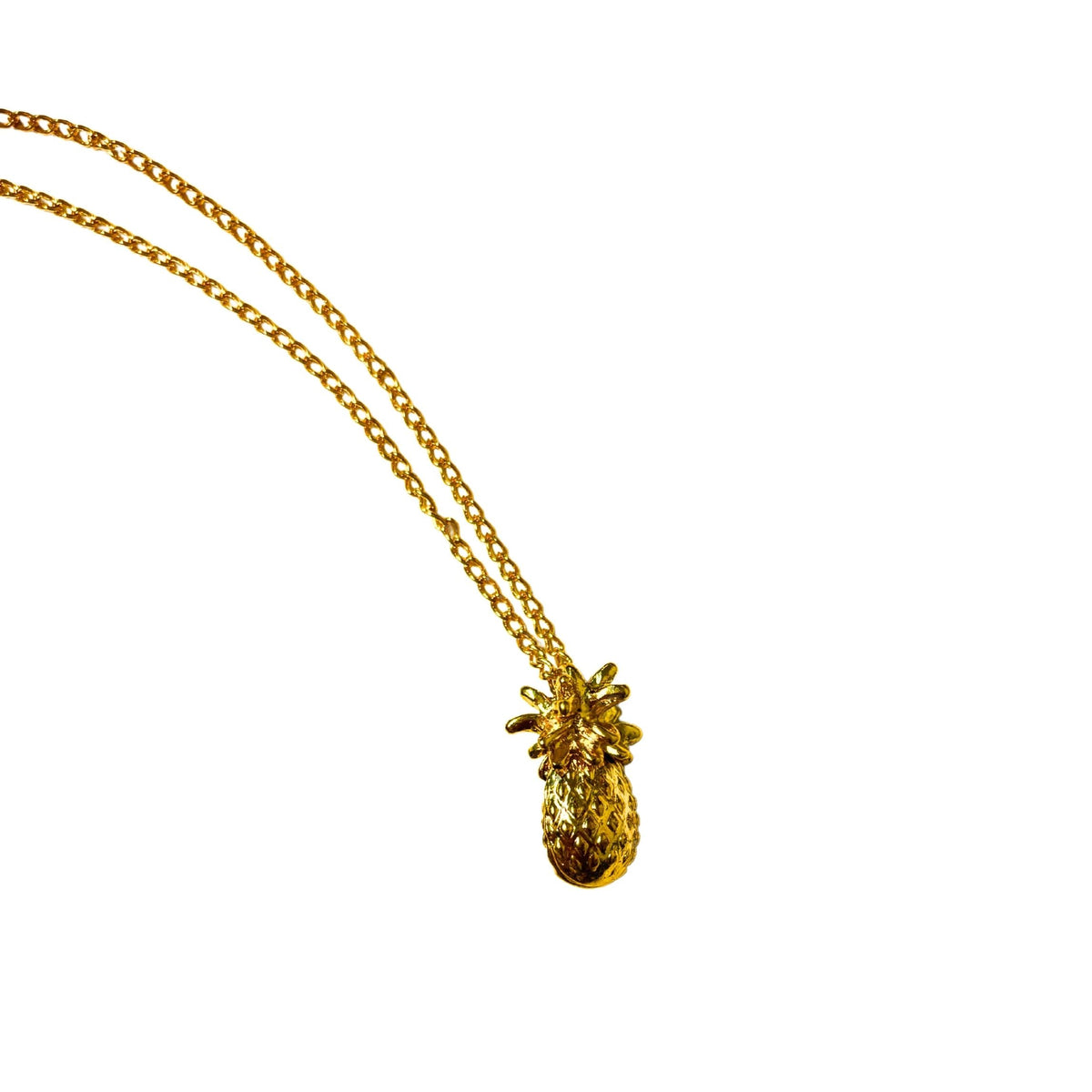 Gold Pineapple Pendant Necklace | Tropical Summer Jewelry