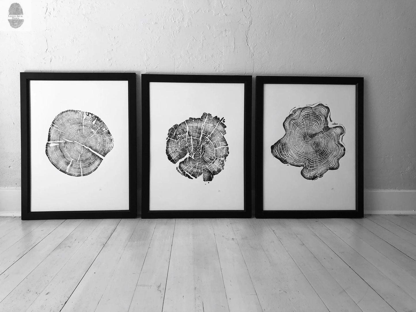 Grand Tetons, Alaska Art, Wyoming Art, Idaho Art, Tree Ring Art, Woodcut print, Biology Gifts, tree ring prints - 18x24 each print