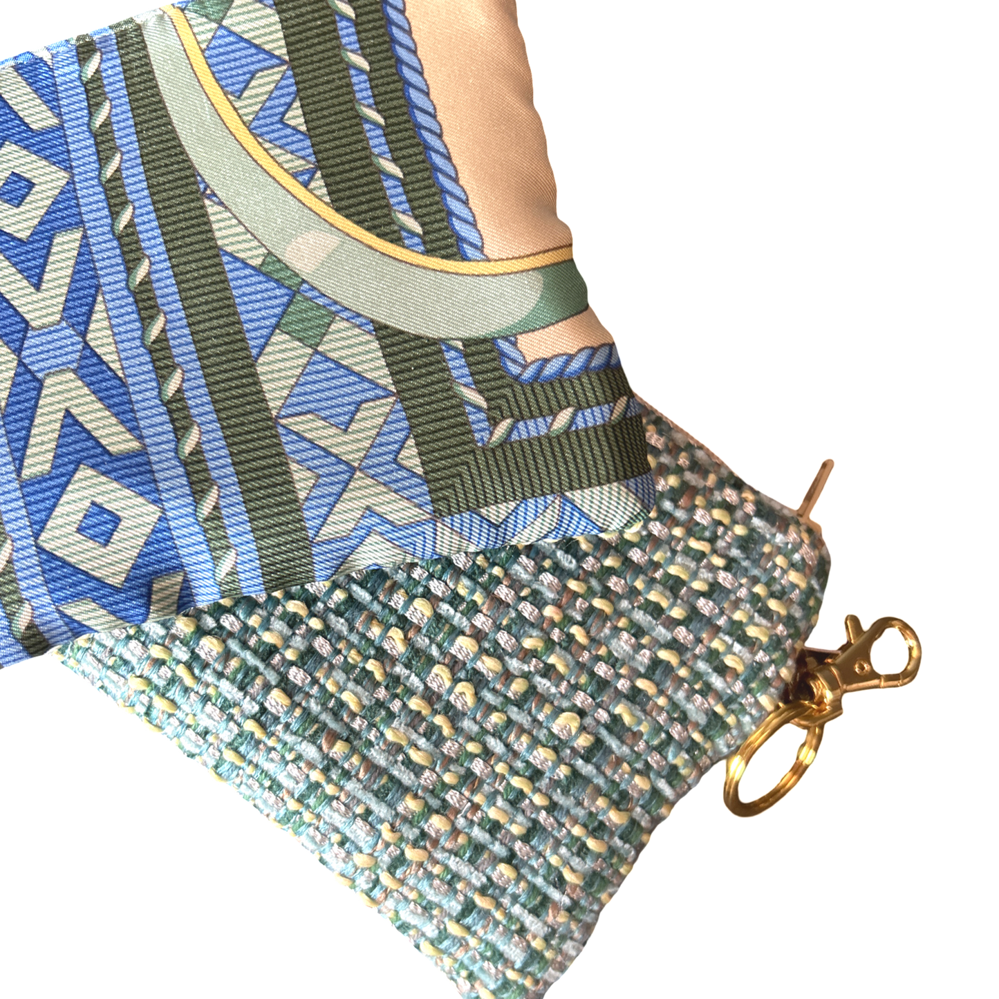 Fringe Harness Vintage Silk Scarf Coffee Run Keychain Bag