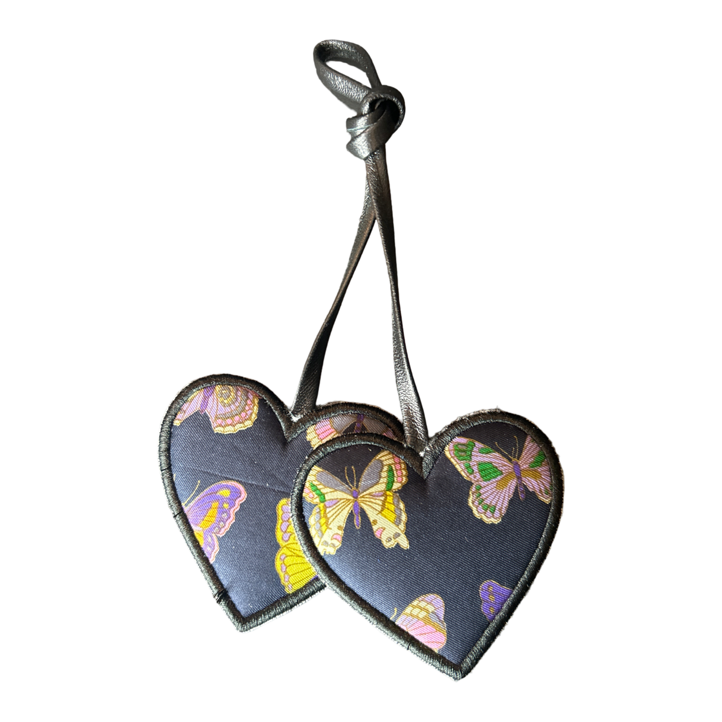 Farfalle Blue Scarf Double Heart Bag Charm