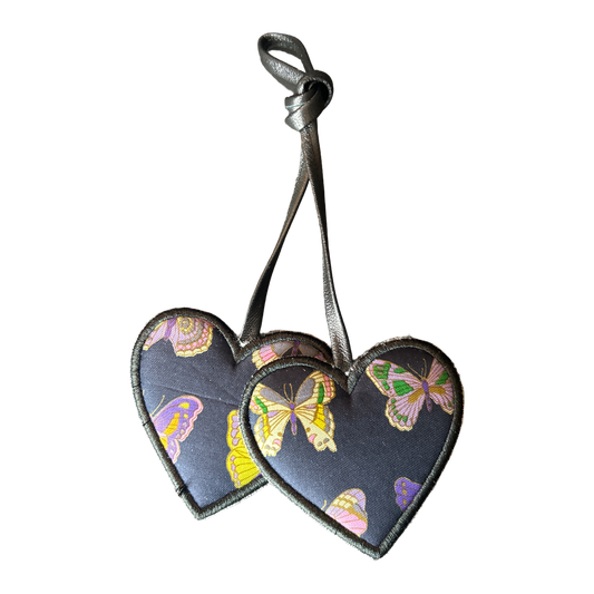 Farfalle Blue Scarf Double Heart Bag Charm