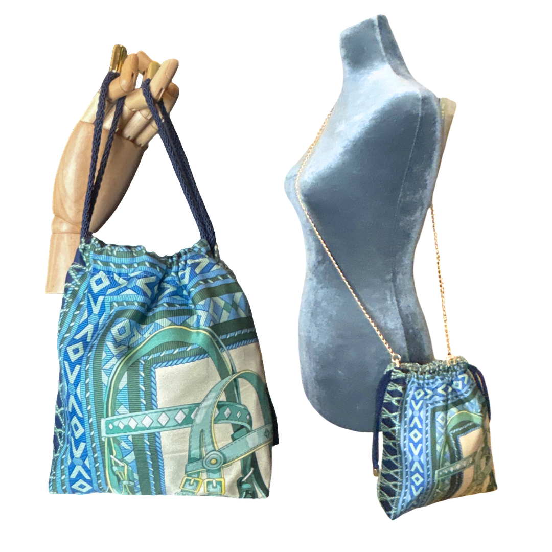 Fringe Harness Vintage Scarf Drawstring Crossbody Bag