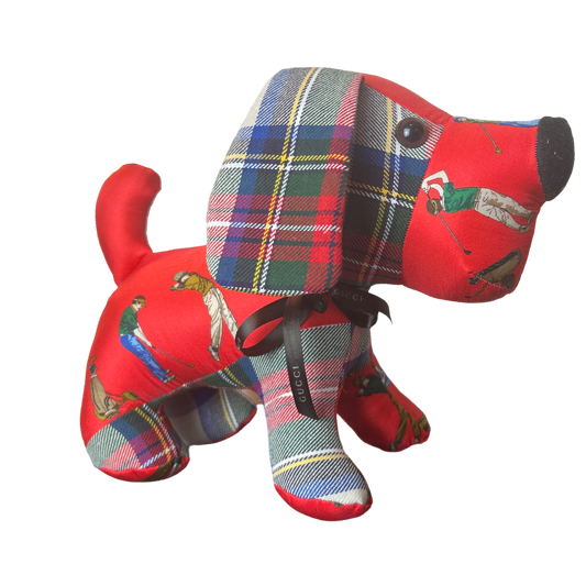 Tee Time Vintage Silk Scarf Patchwork Puppy