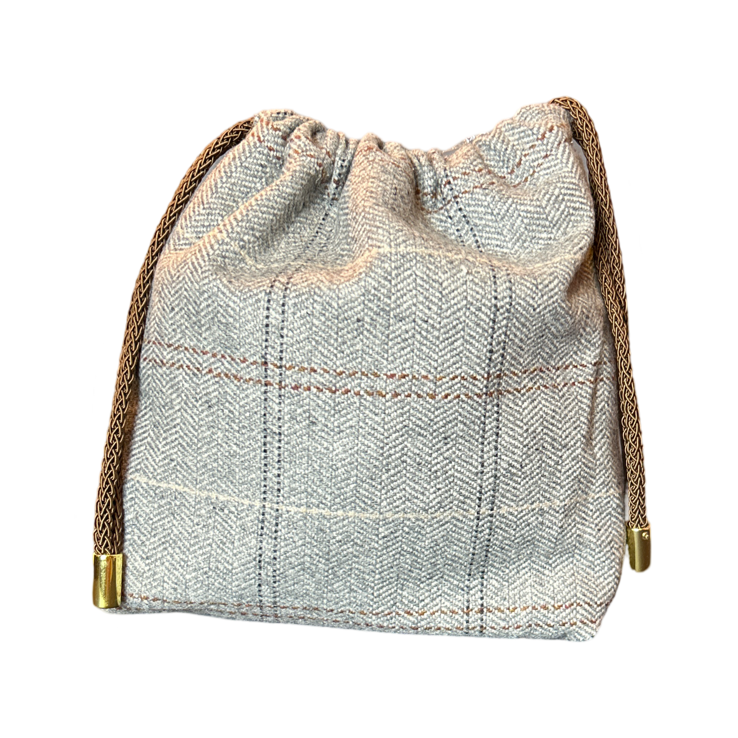 Equestrian Gray Vintage Scarf Drawstring Crossbody Bag