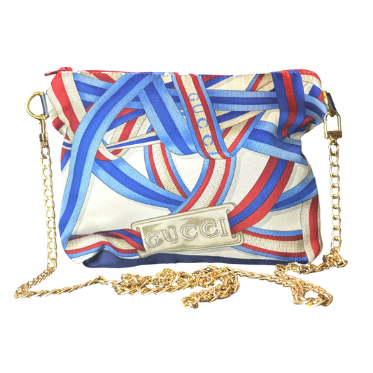 Ribbons Vintage Silk Scarf Crossbody Bag