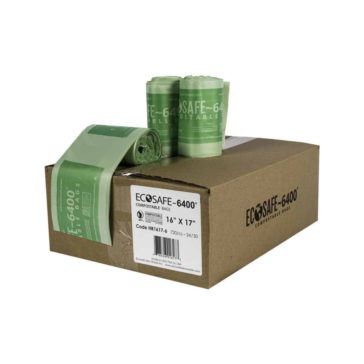 EcoSafe 2.5 Gal Compostable Bags - 16x17 (3-Roll Pack, QTY:90)