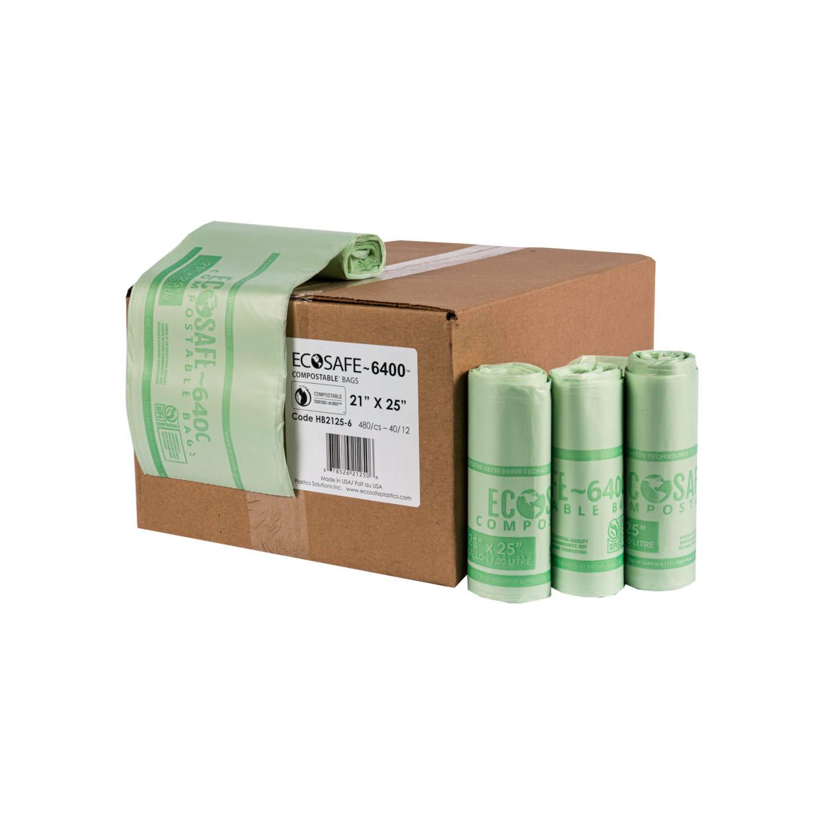 EcoSafe 8 Gal Compostable Bag Liners - 21X25 (2-Roll Pack, QTY:24) - Osadia Concept Store