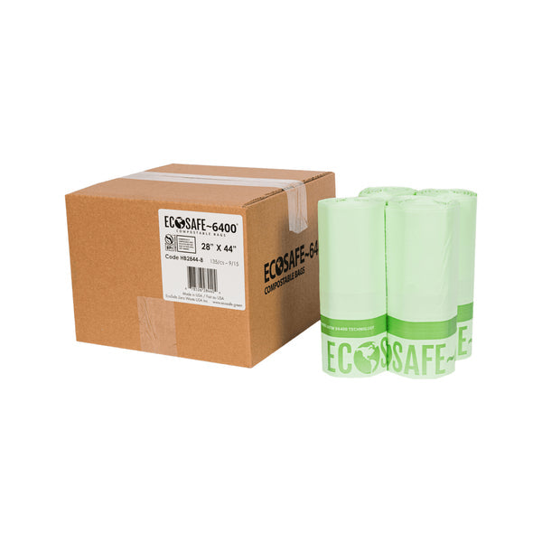 EcoSafe Zero Waste 28×44″ Compostable Bag / Liner - 23 Gal (QTY 135), SKU HB2844-8