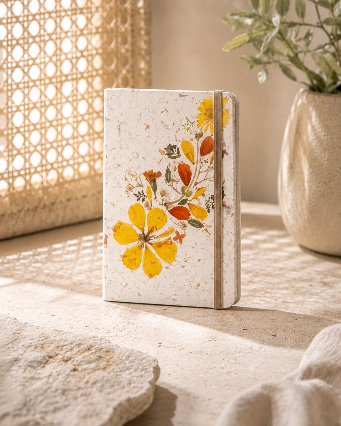 Handcrafted Journal with Pressed Flowers 5x8