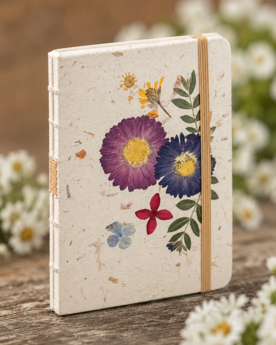 Handcrafted Journal with Pressed Flowers 4x6